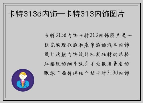 卡特313d内饰—卡特313内饰图片